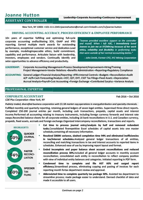 Accounting Resume Sample 1 Accounting Resume Sample 1