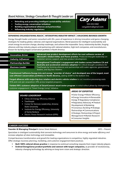 Board of Directors Resume Sample 1