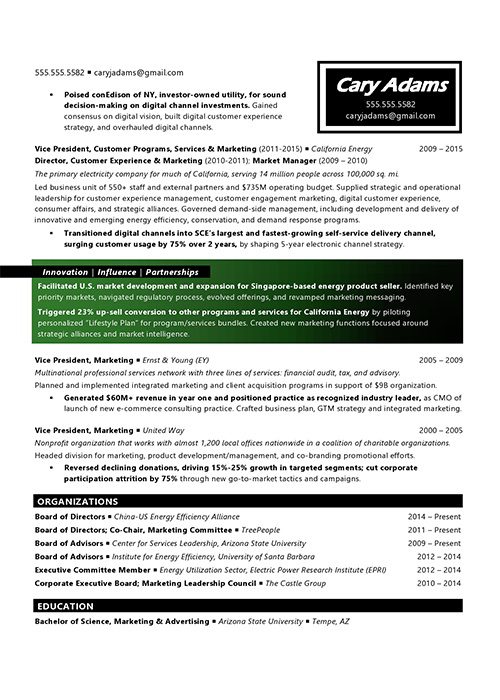 Board of Directors Resume Sample 2