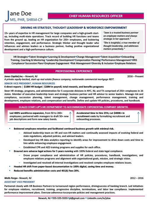 CHRO Resume Sample 1