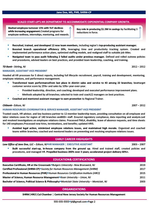 CHRO Resume Sample 2