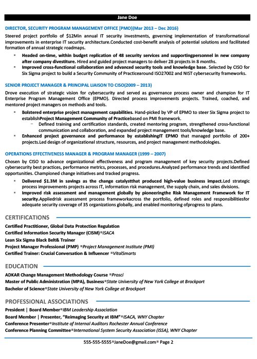 CISO Resume Sample 2