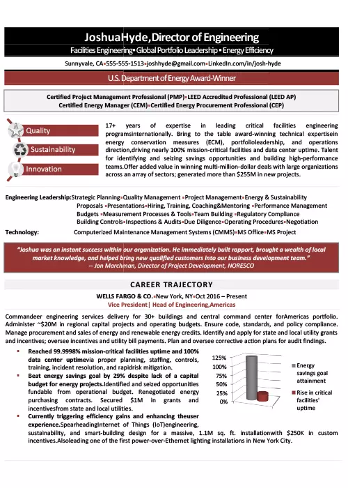 Director of Engineering Resume Sample 1