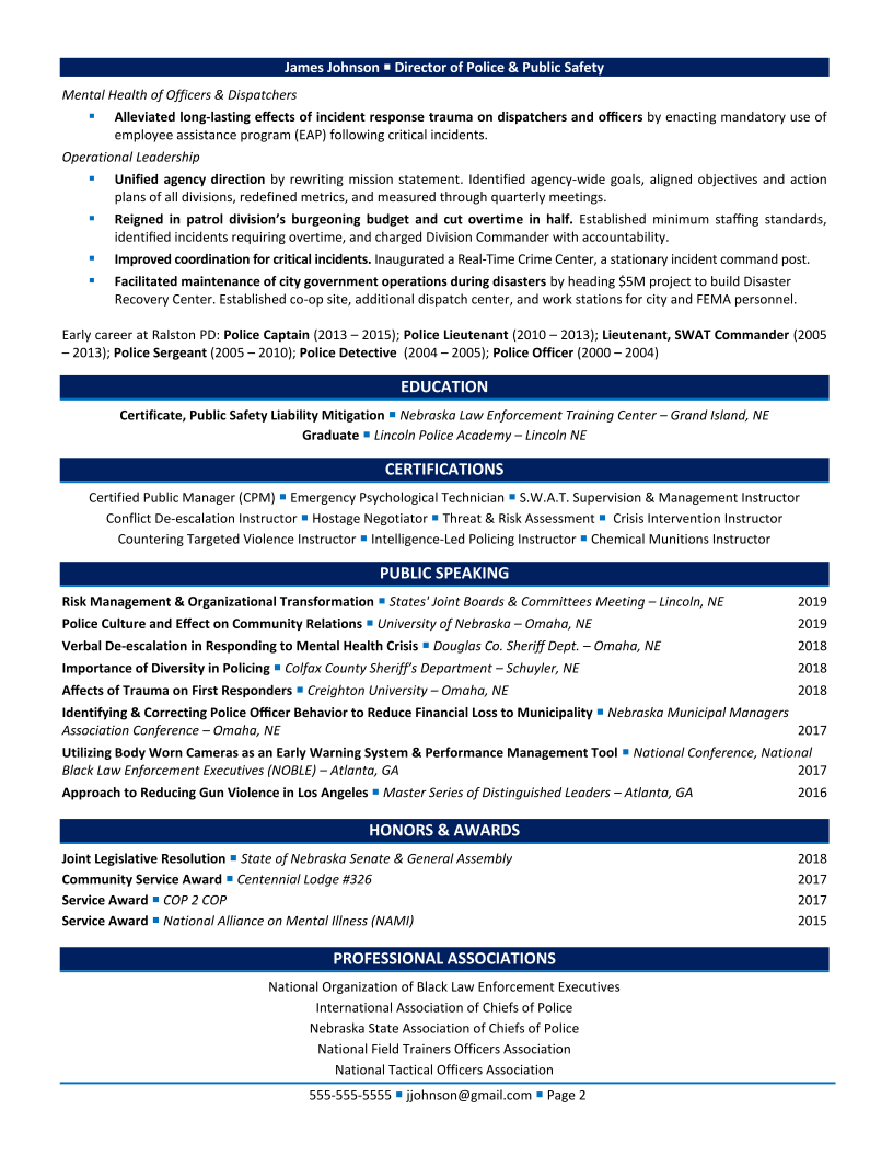 Police Chief Resume Examples for 2025 [+Guide]