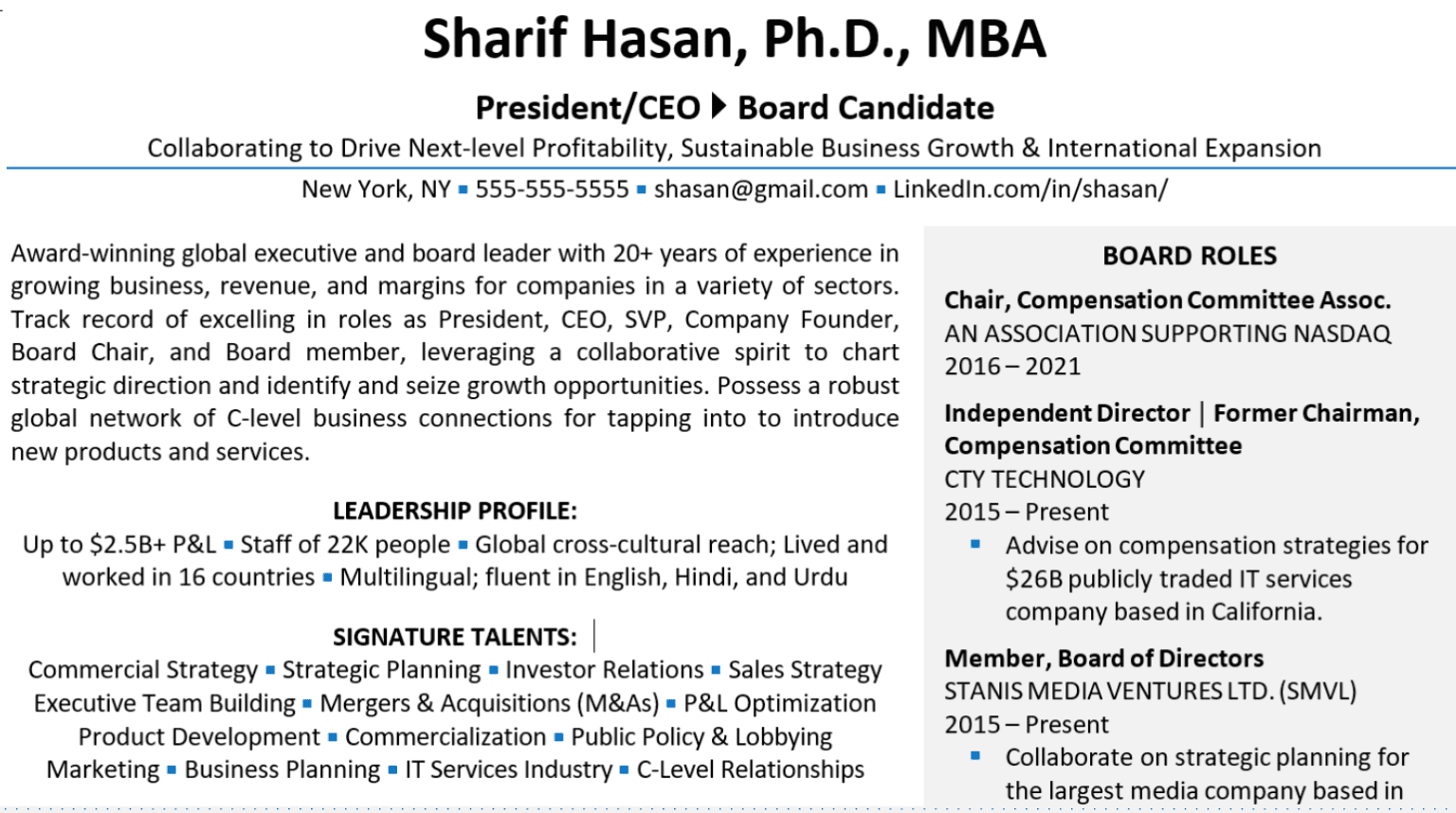 Board of Directors Resume Samples - Branding Title 1 1536x858 