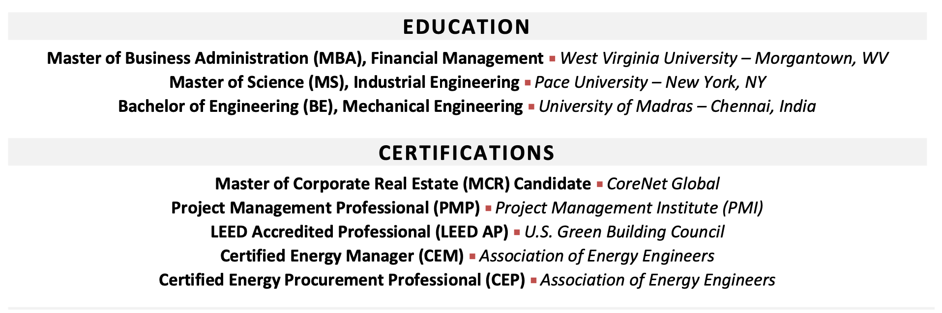 Engineering Director Certification Section