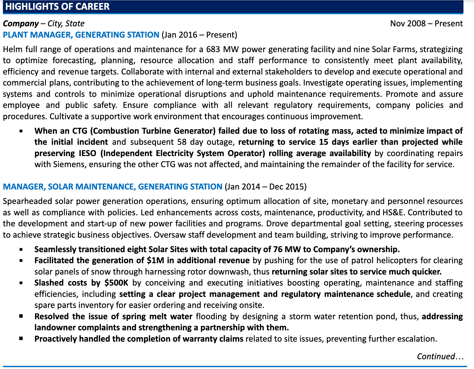 engineering director work history