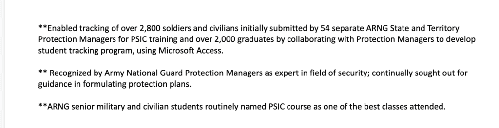 security officer data Honors + Awards