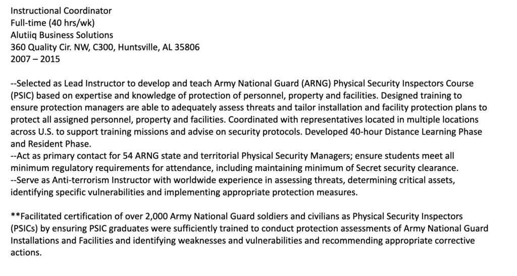 Security Officer Work Experience