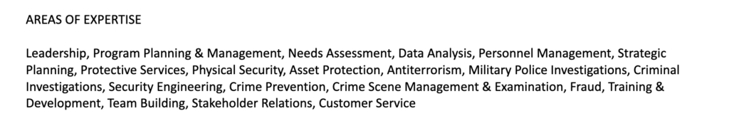 Security Officer Skills Section