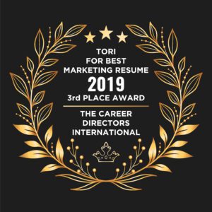 TORI for Best Marketing Resume 2019
