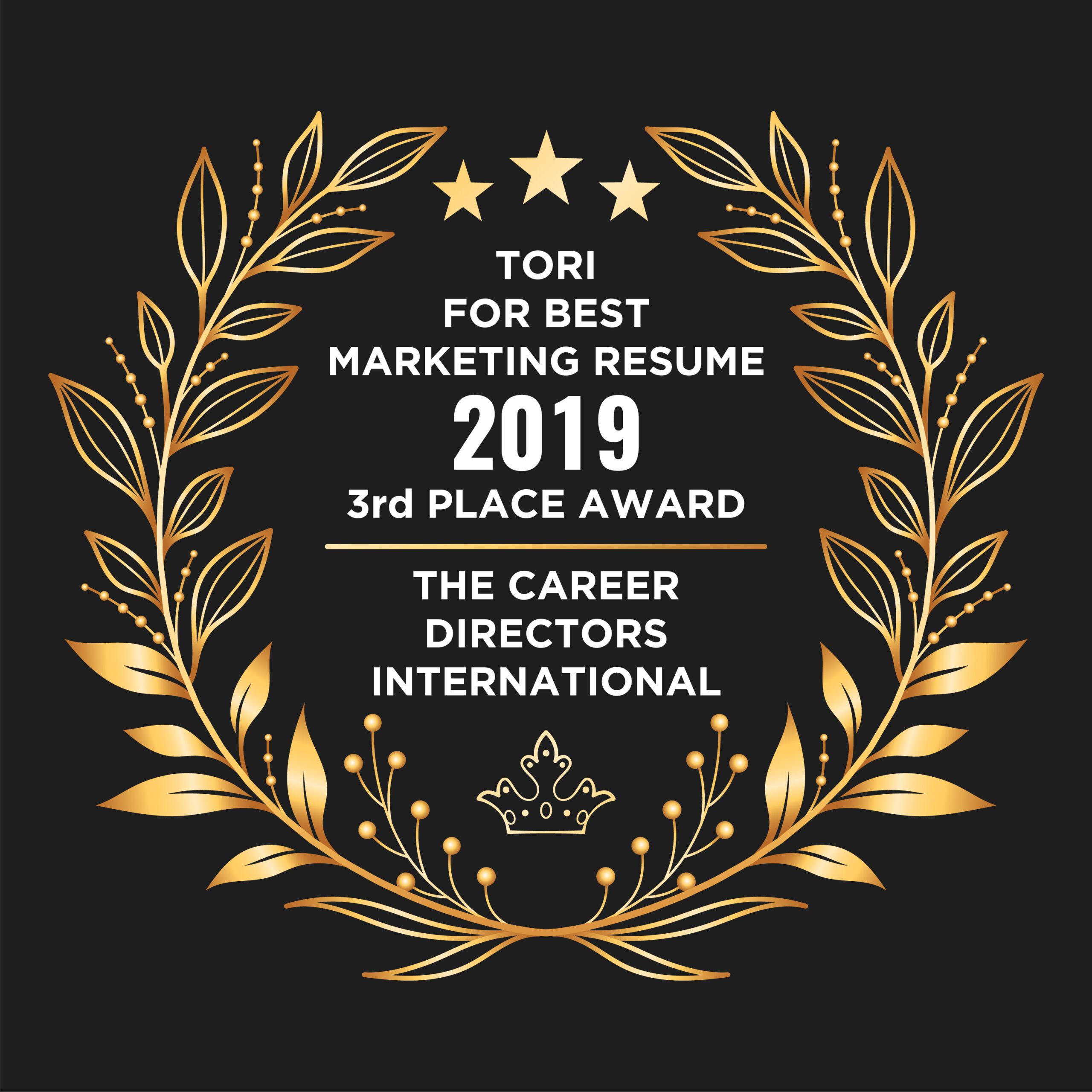 TORI for Best Marketing Resume 2019