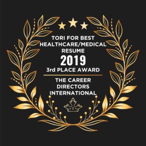 TORI for Best Healthcare/Medical Resume 2019 3rd Place Award