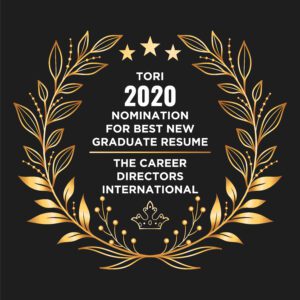 TORI 2020 Nomination for Best New Graduate Resume
