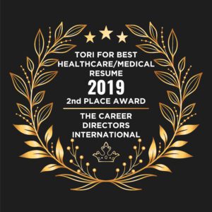 TORI for Best Healthcare/Medical Resume 2019 2nd Place Award