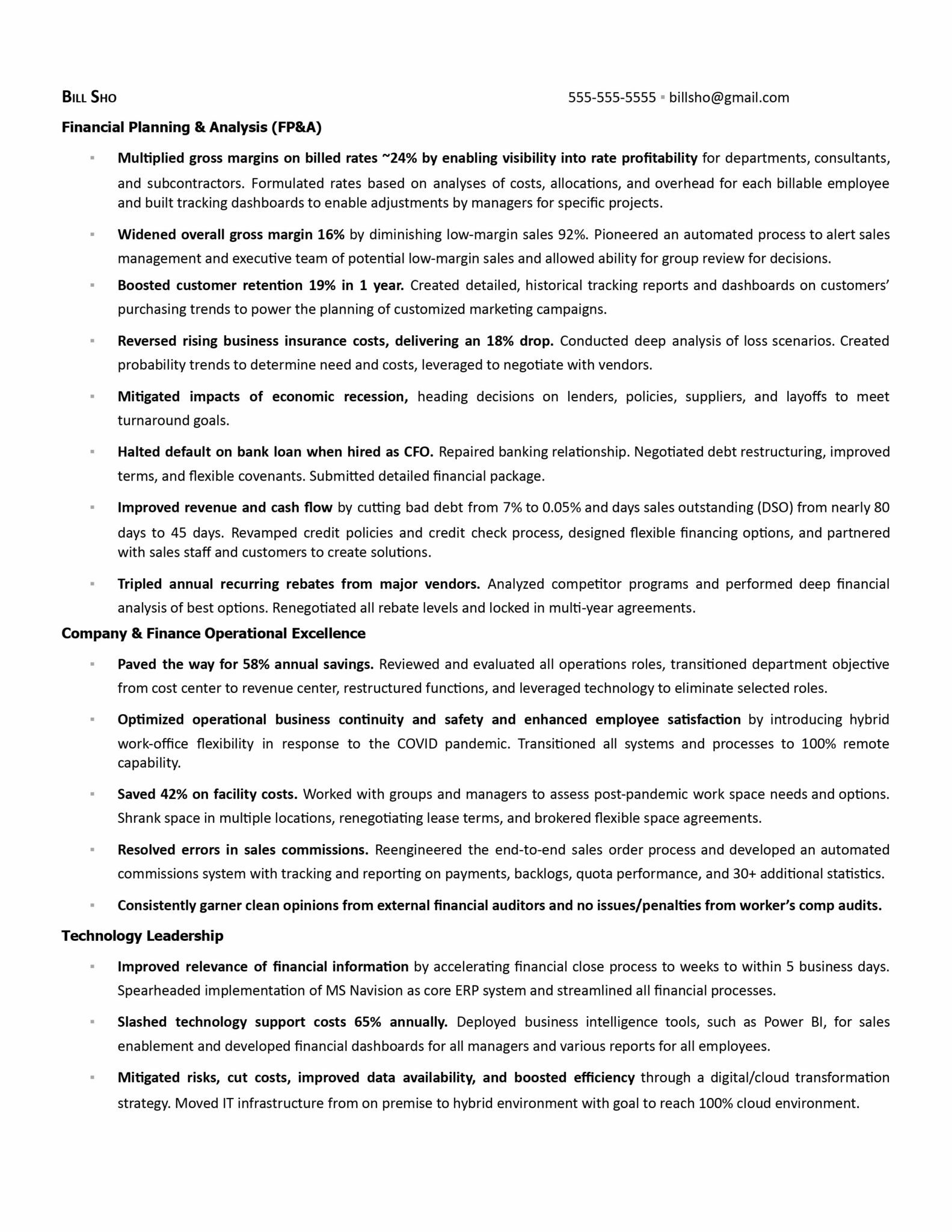 Chief Financial Officer CFO Examples - Cfo Resume Bullet Points 1583x2048 