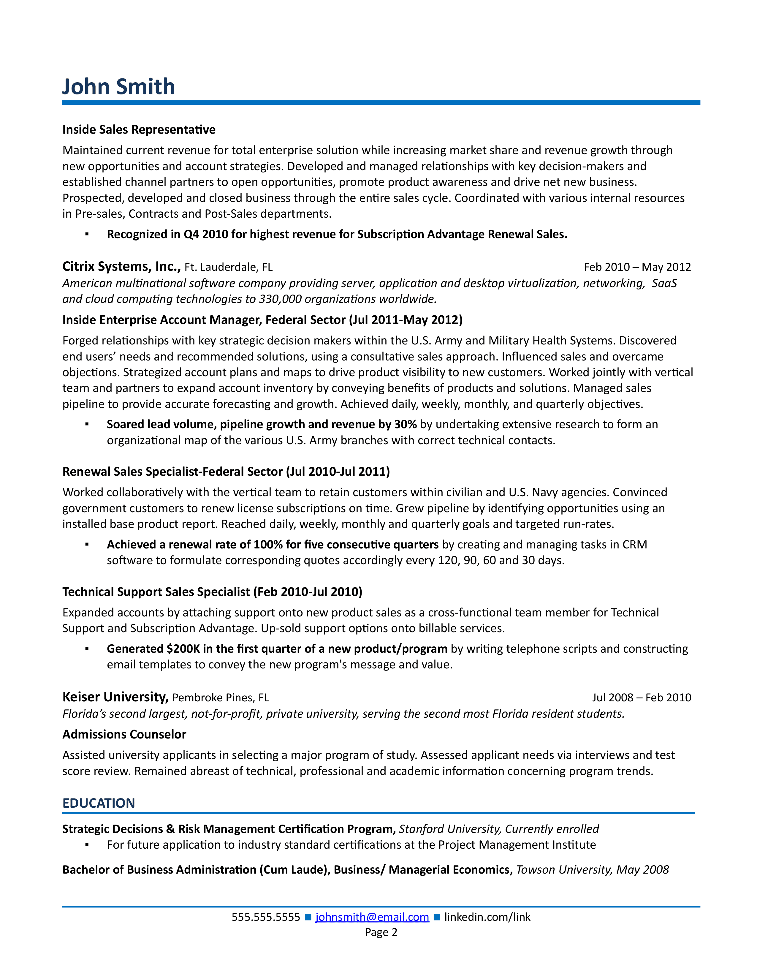 project manager resume