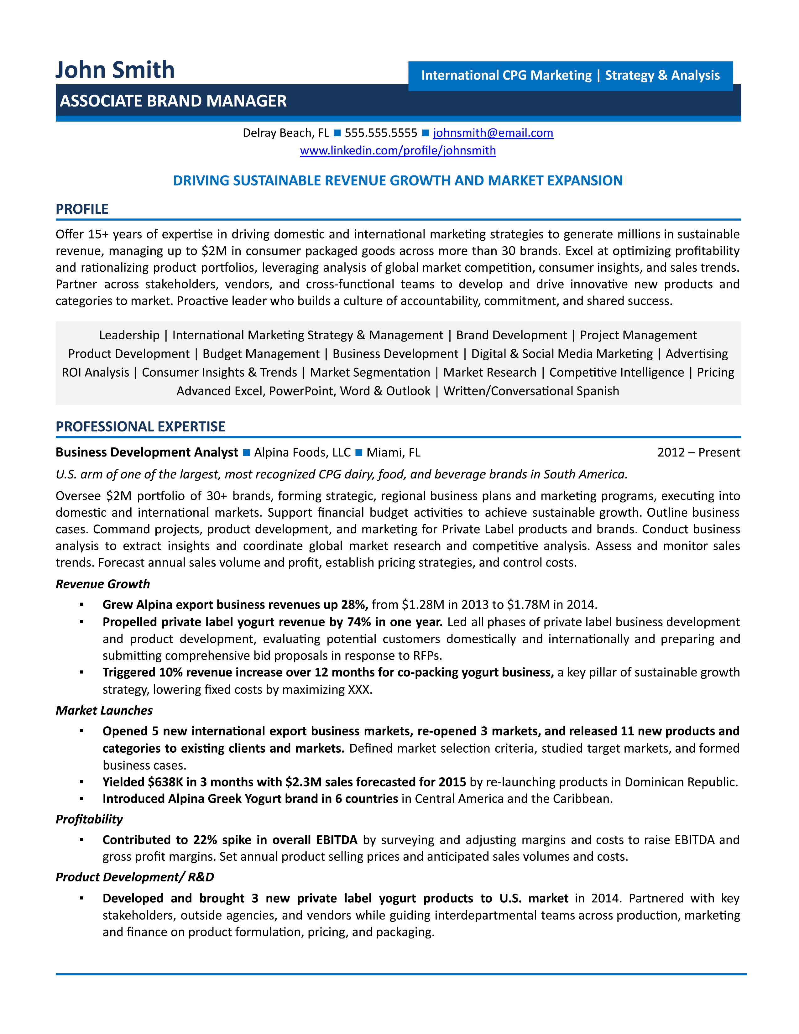 marketing manager resume