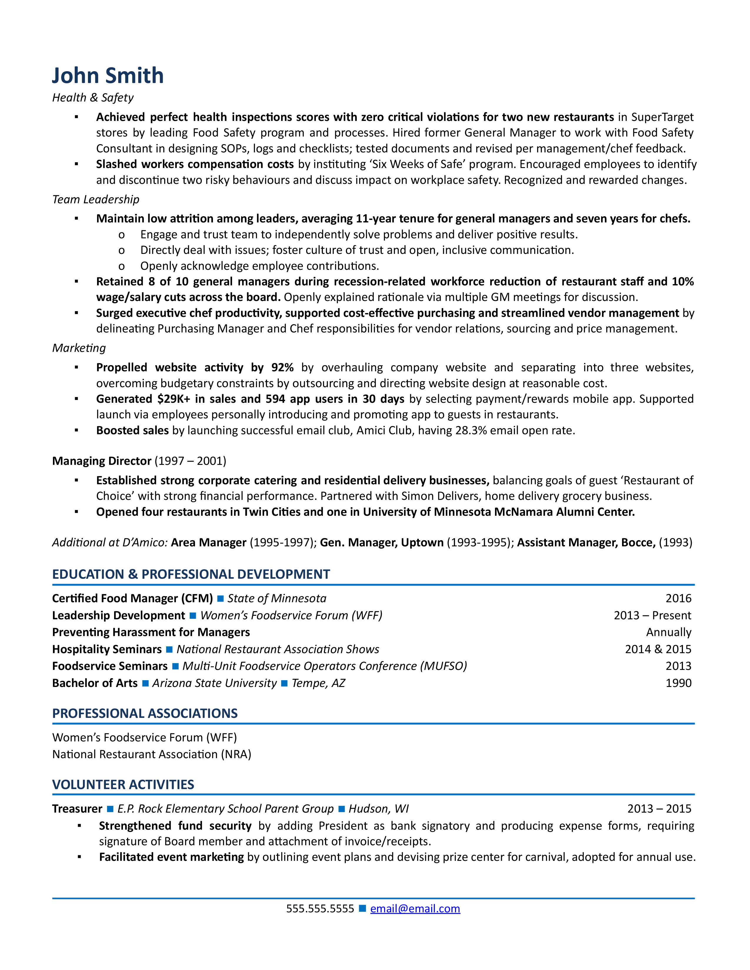 director of operations resume sample