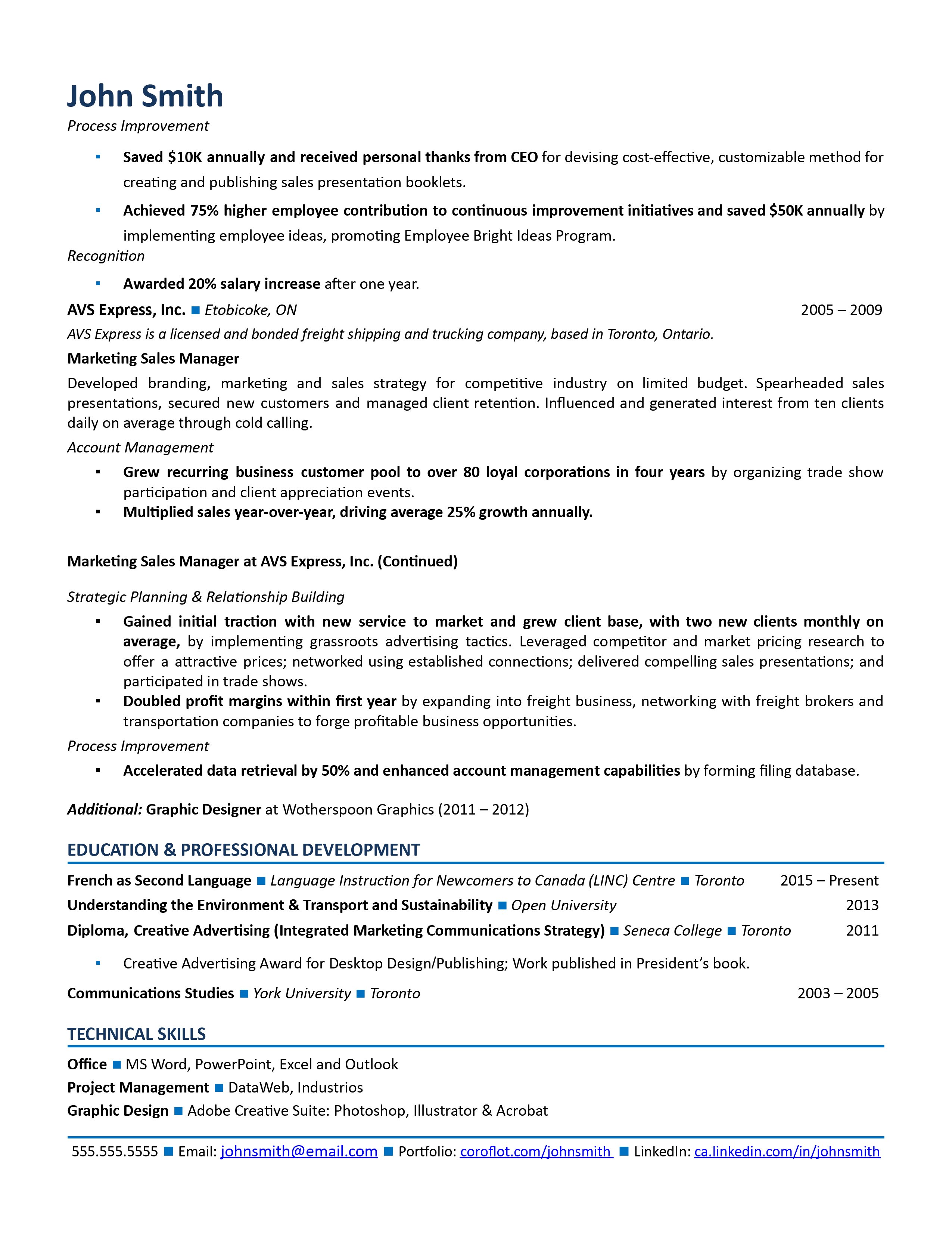 marketing manager resume example