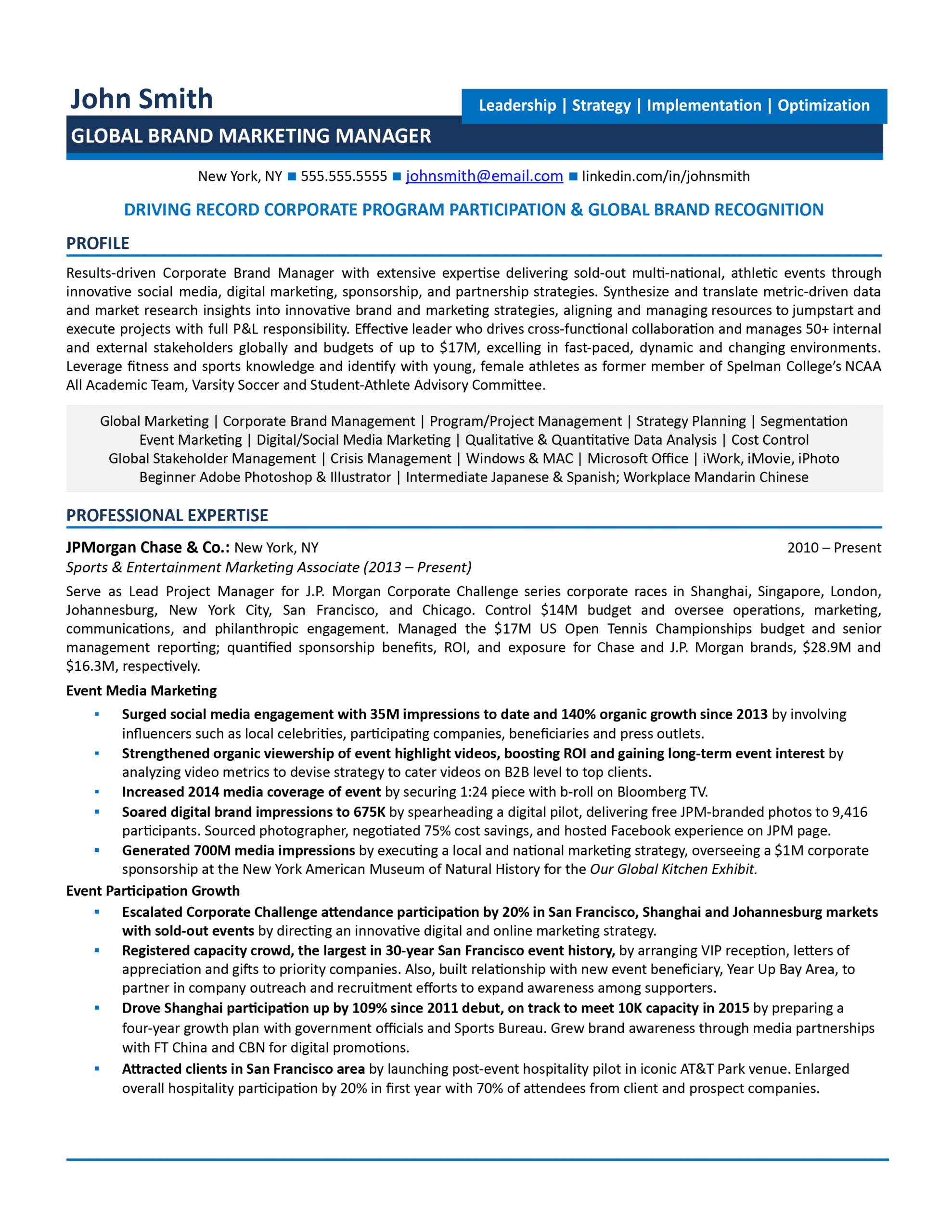 resume examples marketing manager