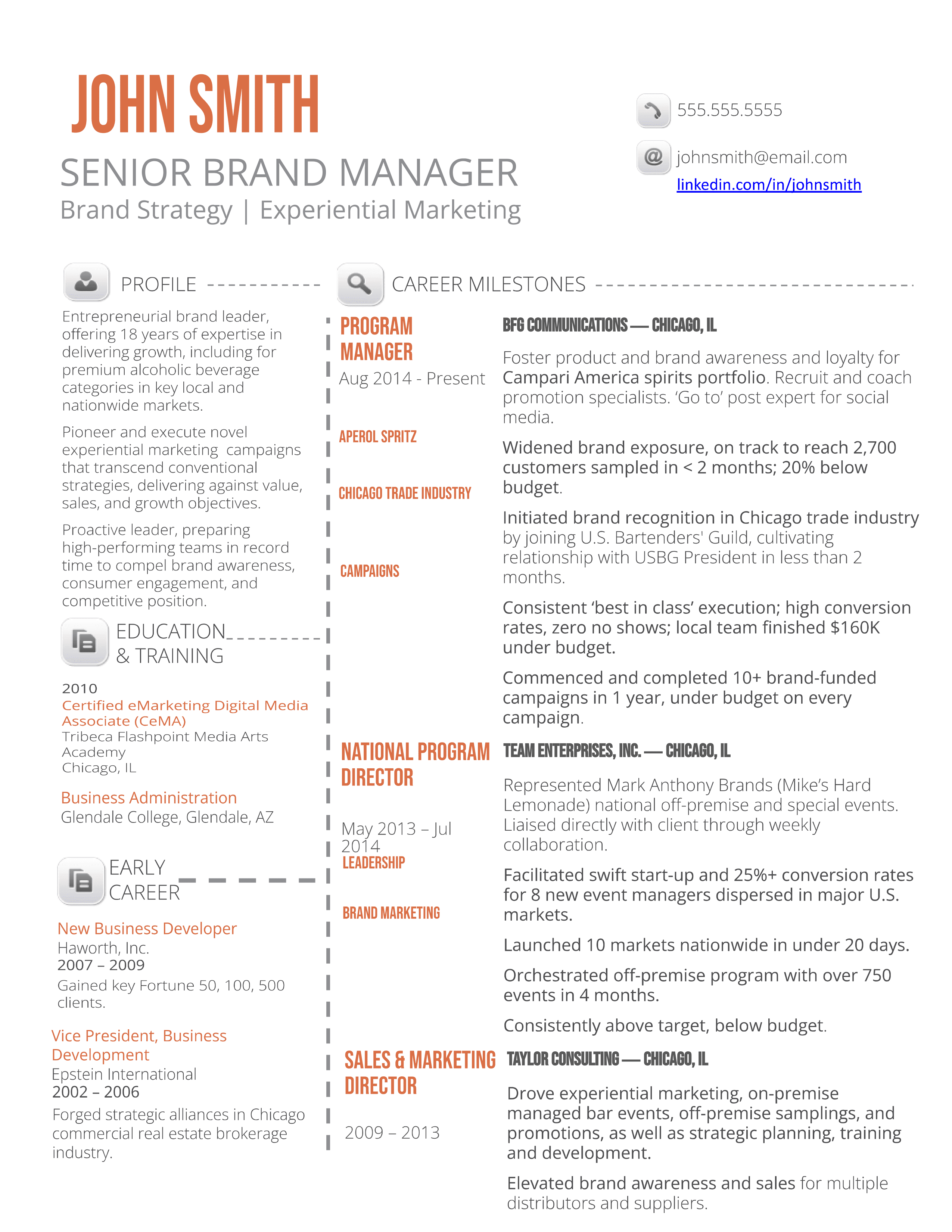 senior brand manager resume sample