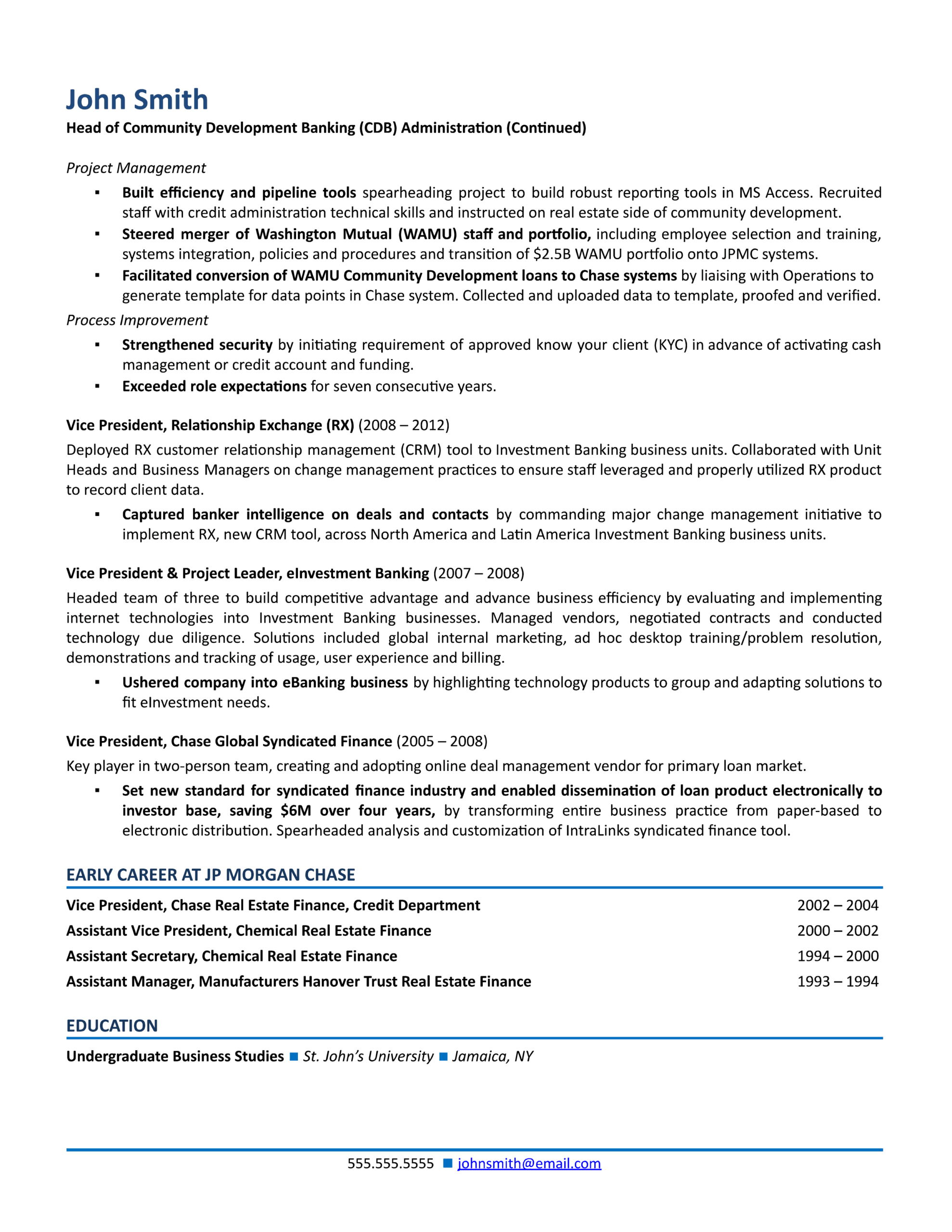 finance executive resume samples