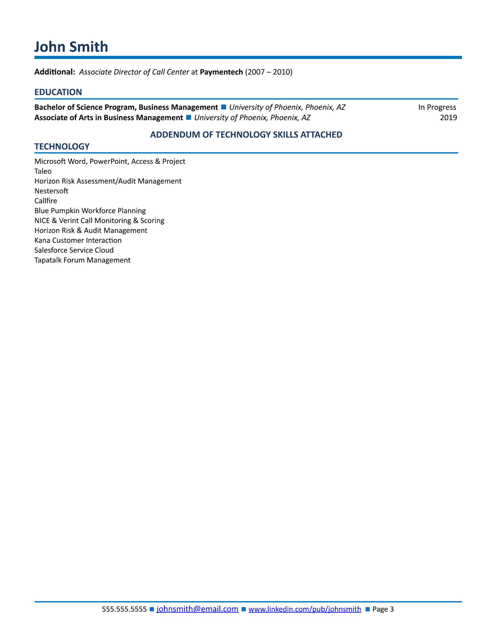 resume sample for operations manager