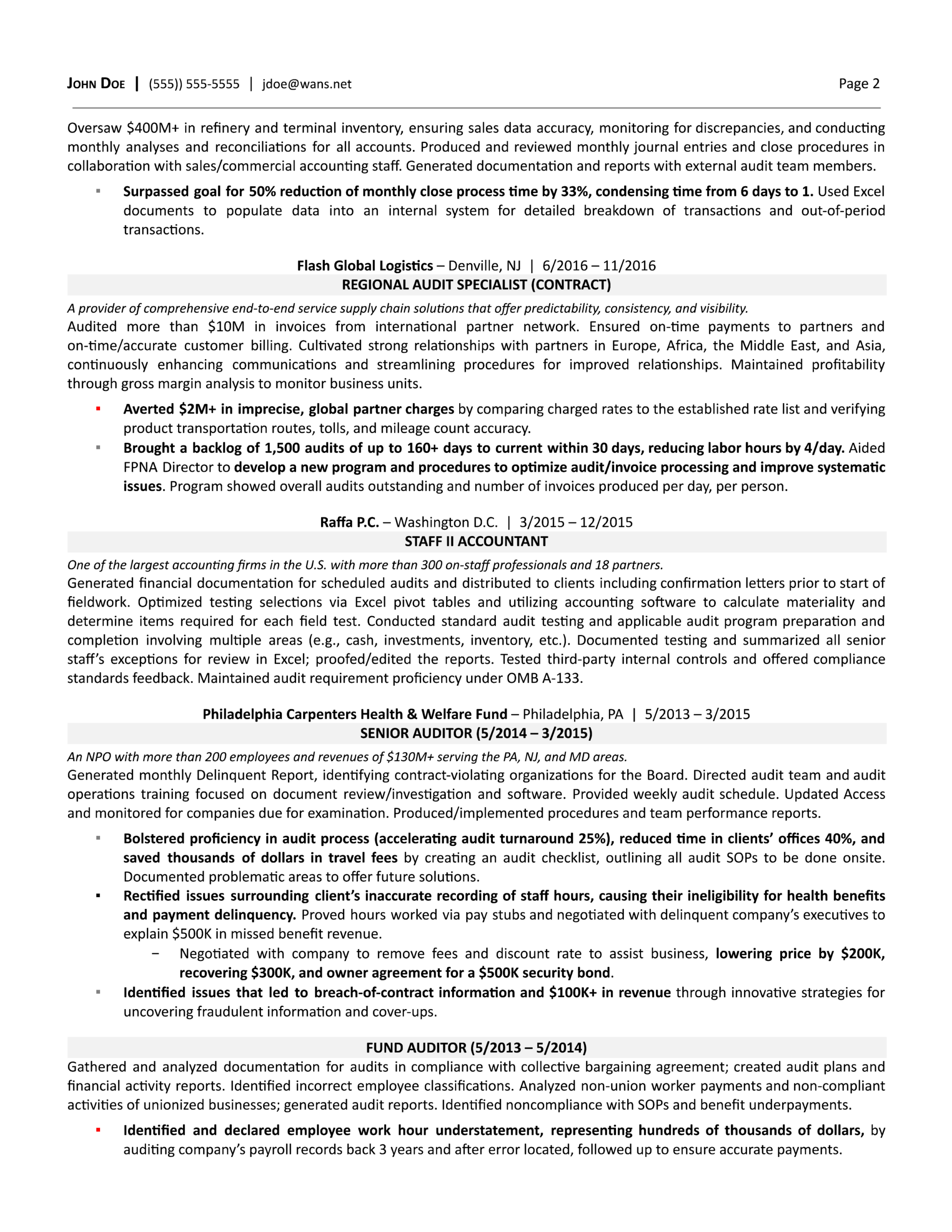 resume senior accountant