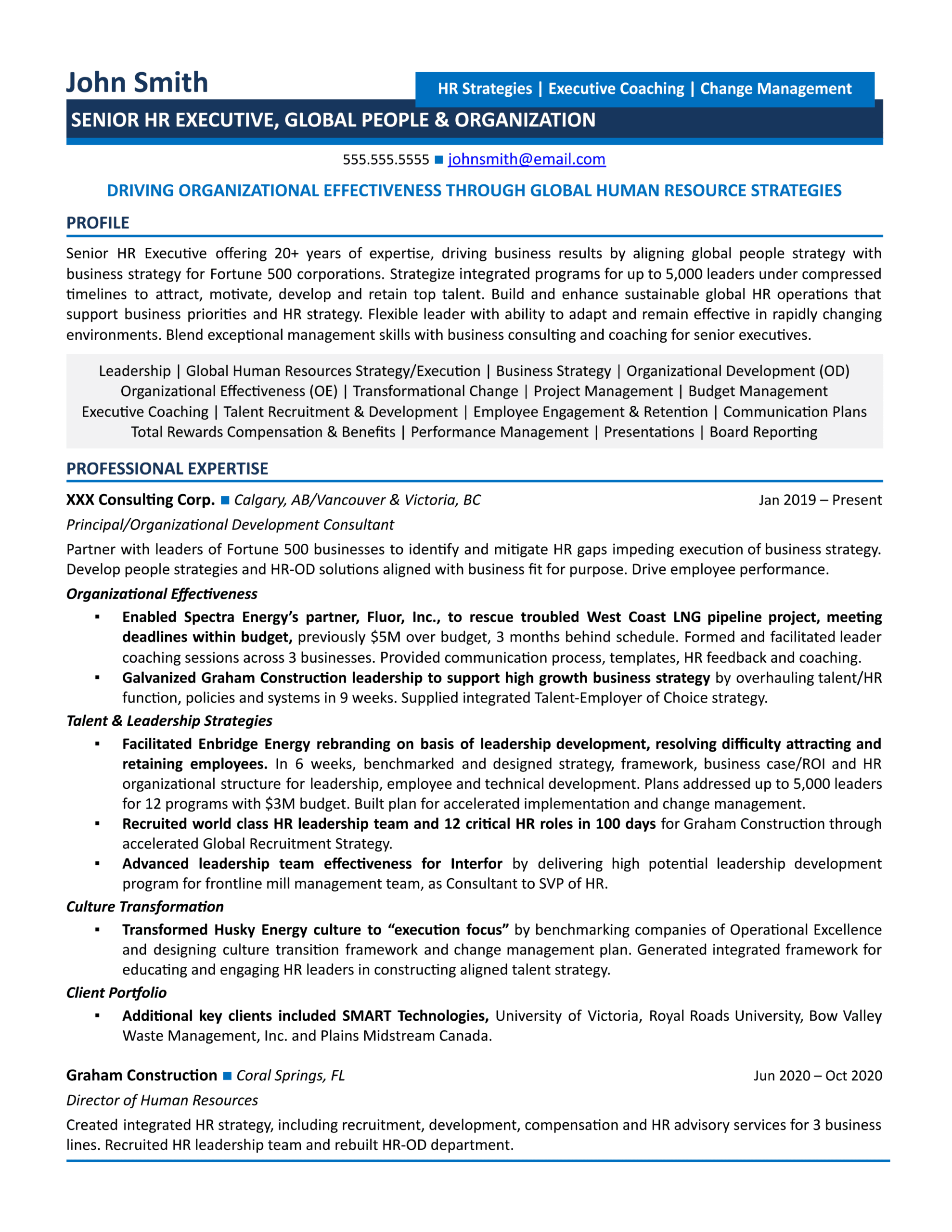 senior human resource hr executive resume