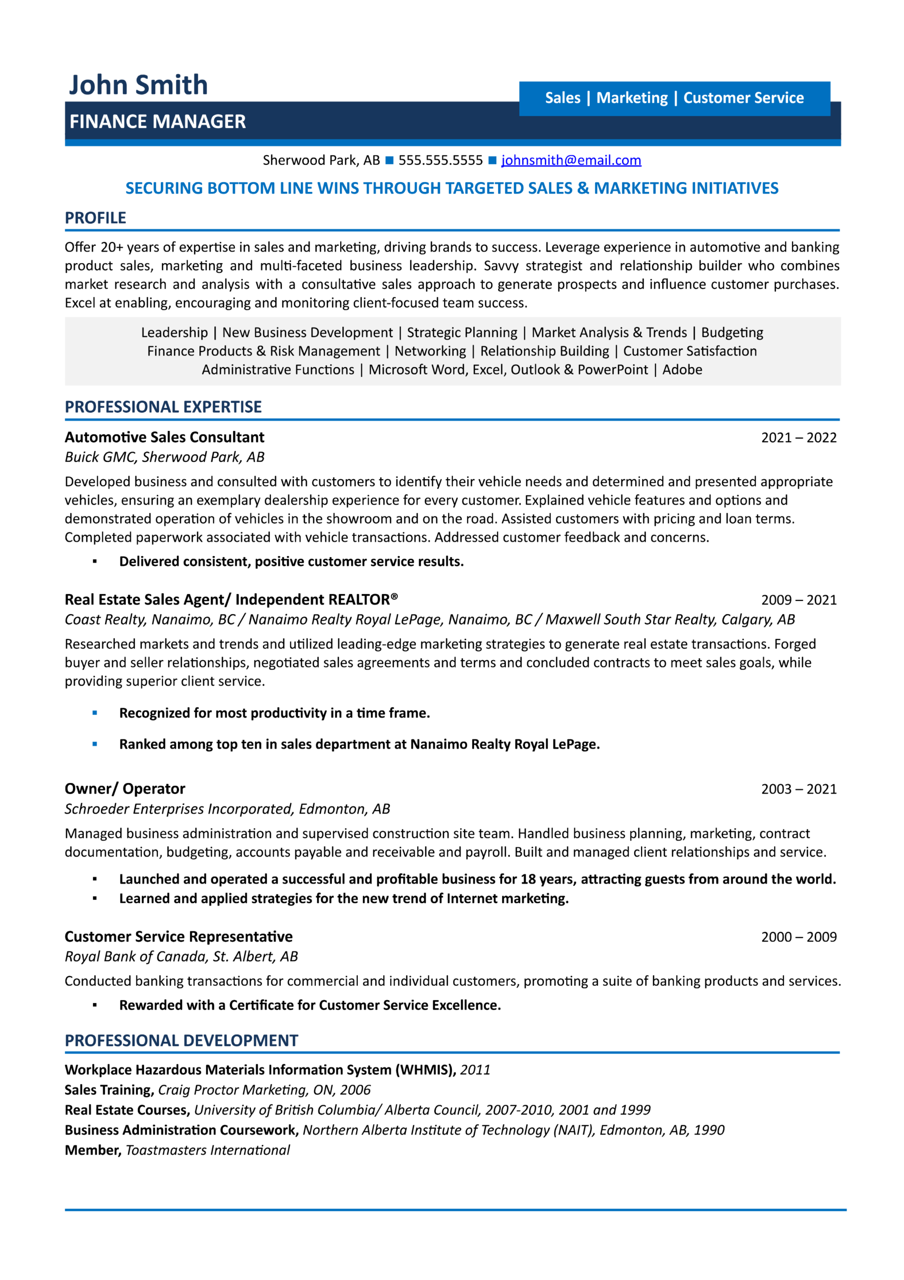 finance manager resume