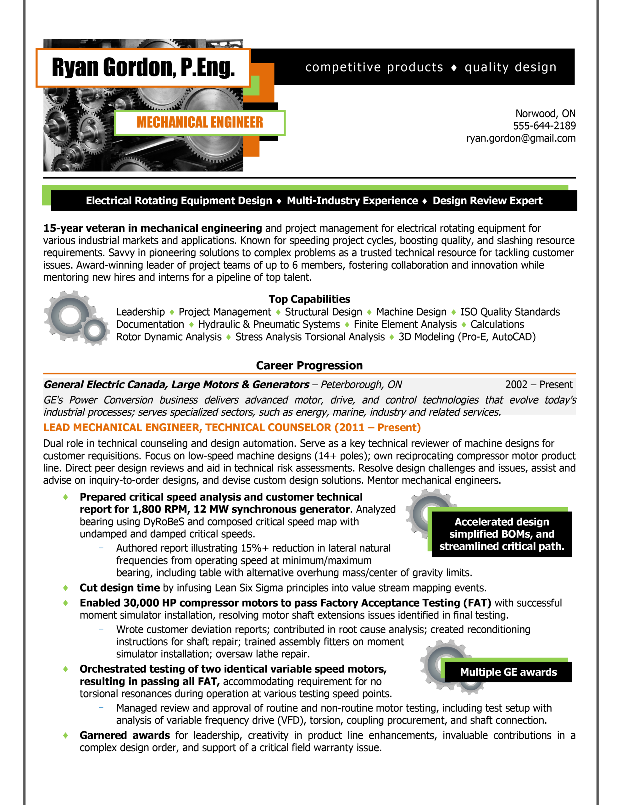 mechanical engineer resume