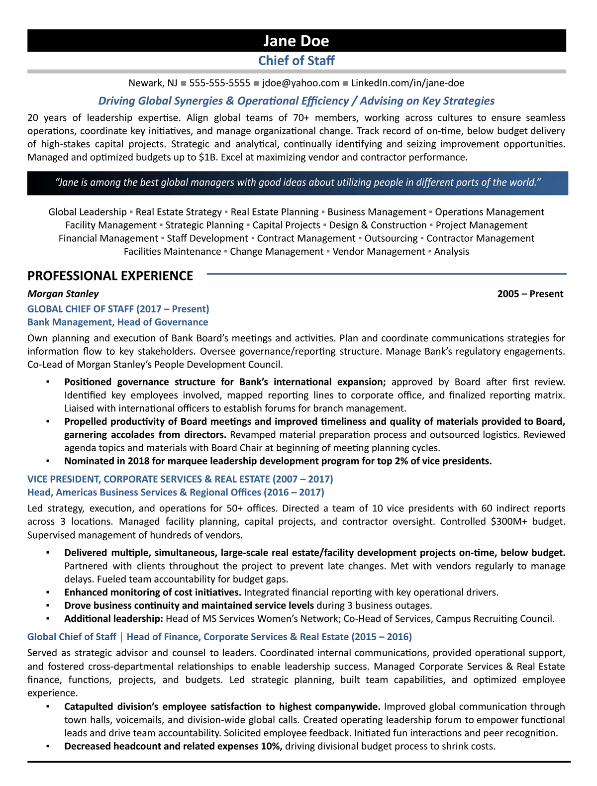 chief of staff resume 1 chief of staff resume