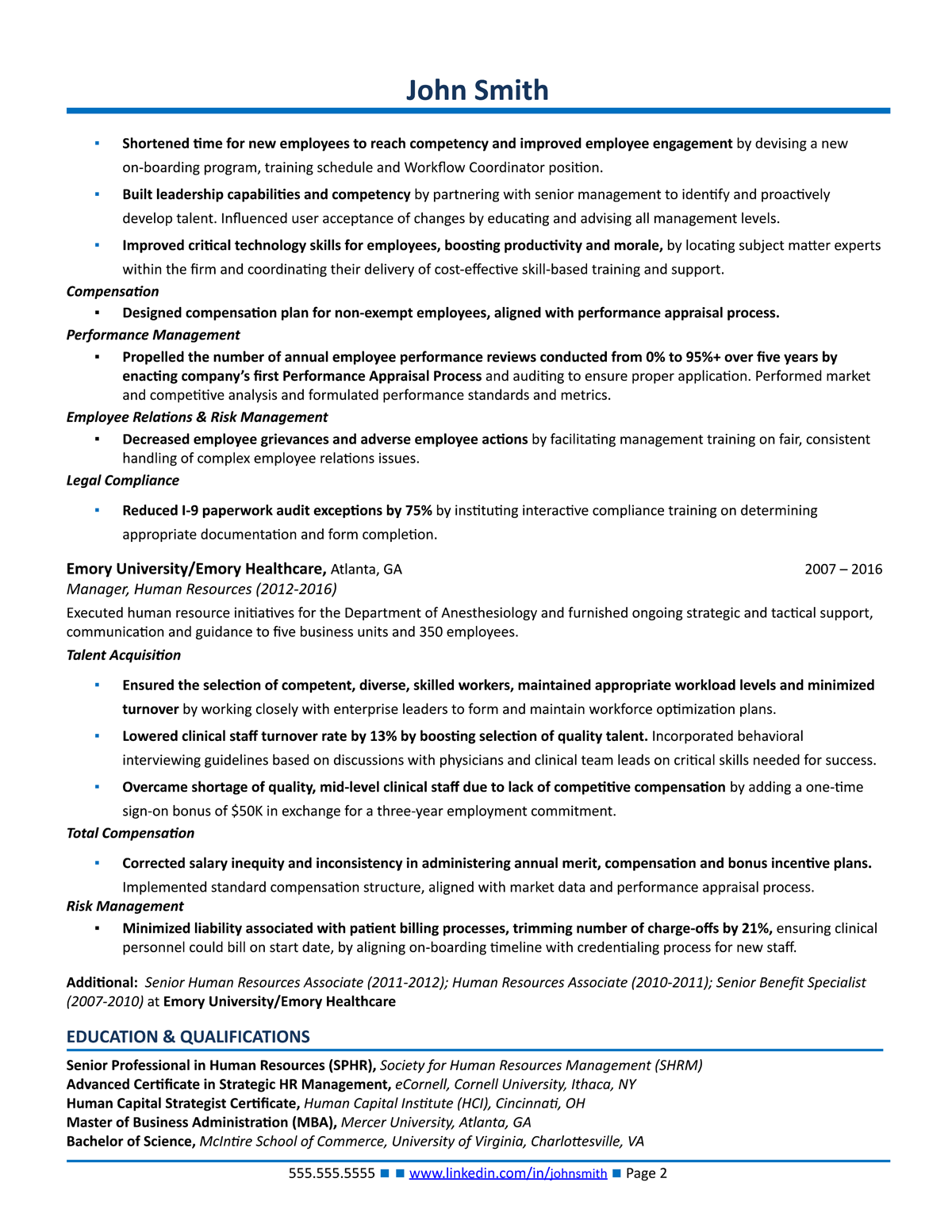 resume for hr business partner