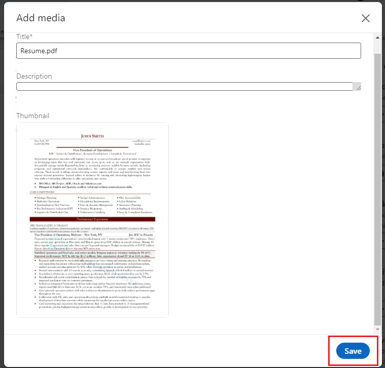 uploading resume on linkedin profile