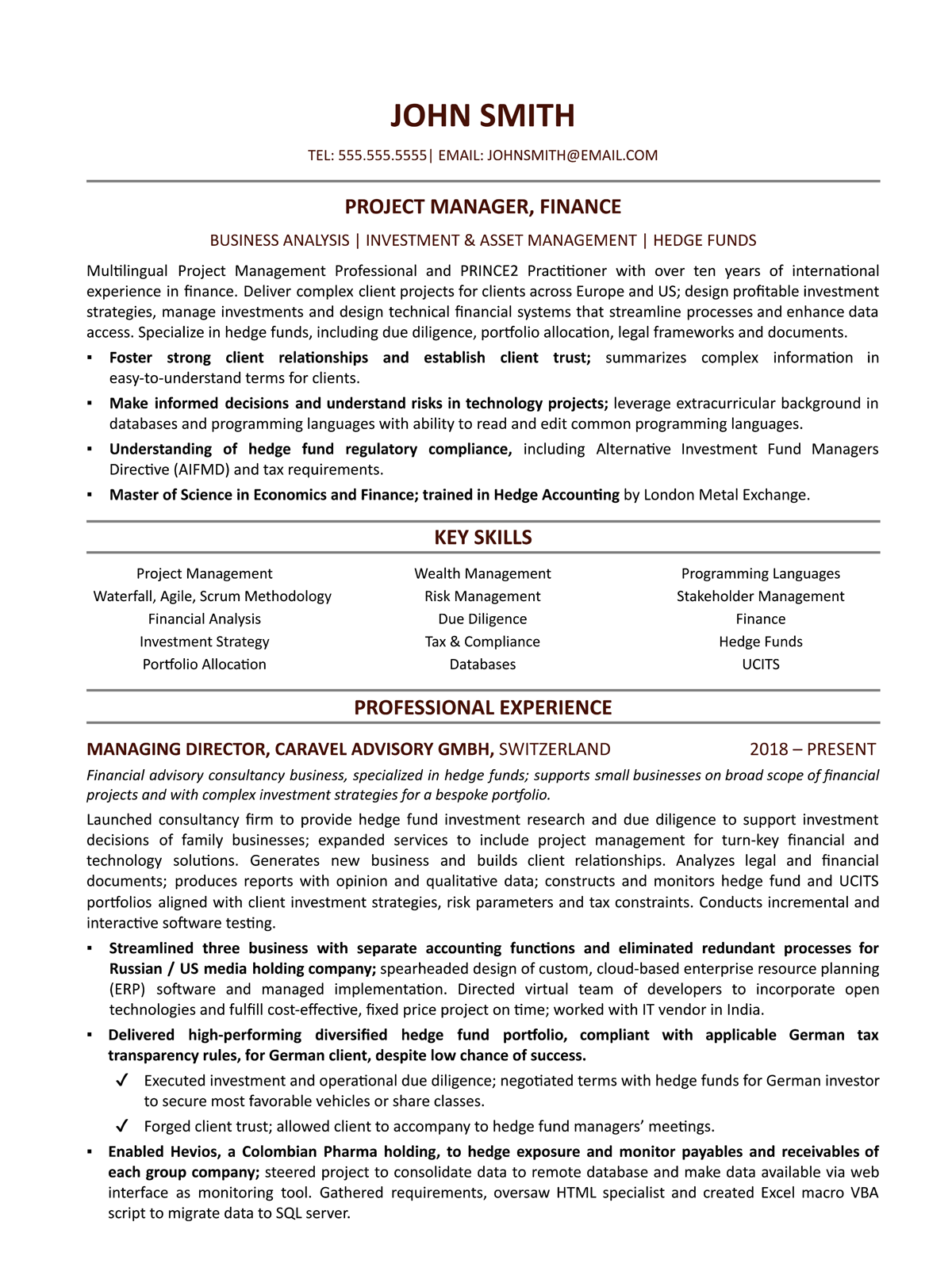 financial manager resume