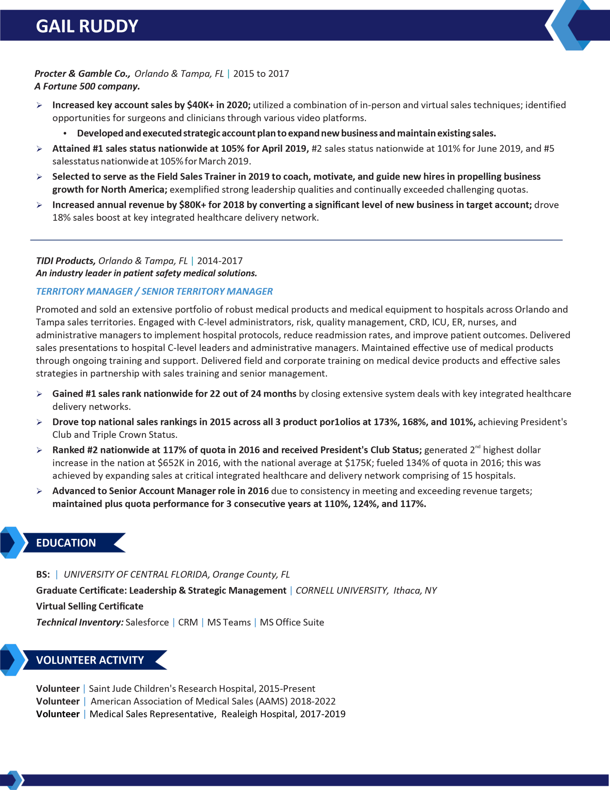 regional sales manager resume examples
