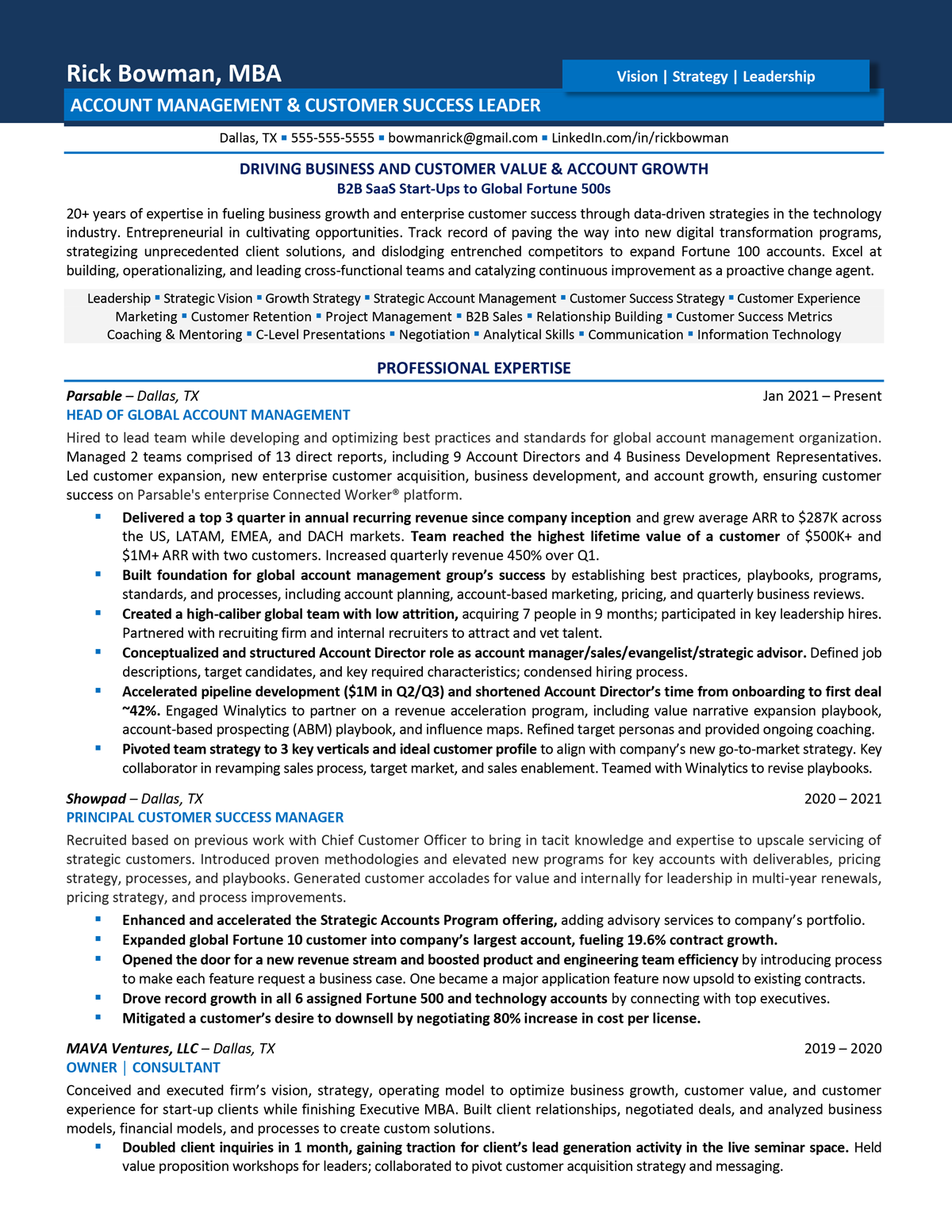 resume for customer success manager