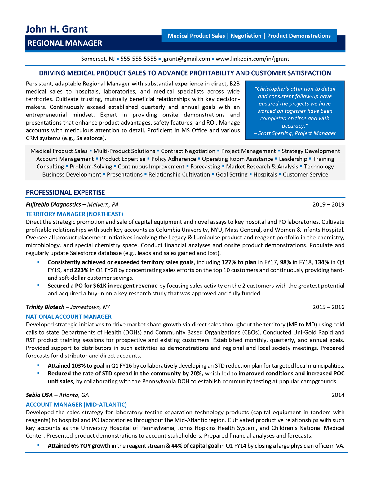 sample resume for account manager