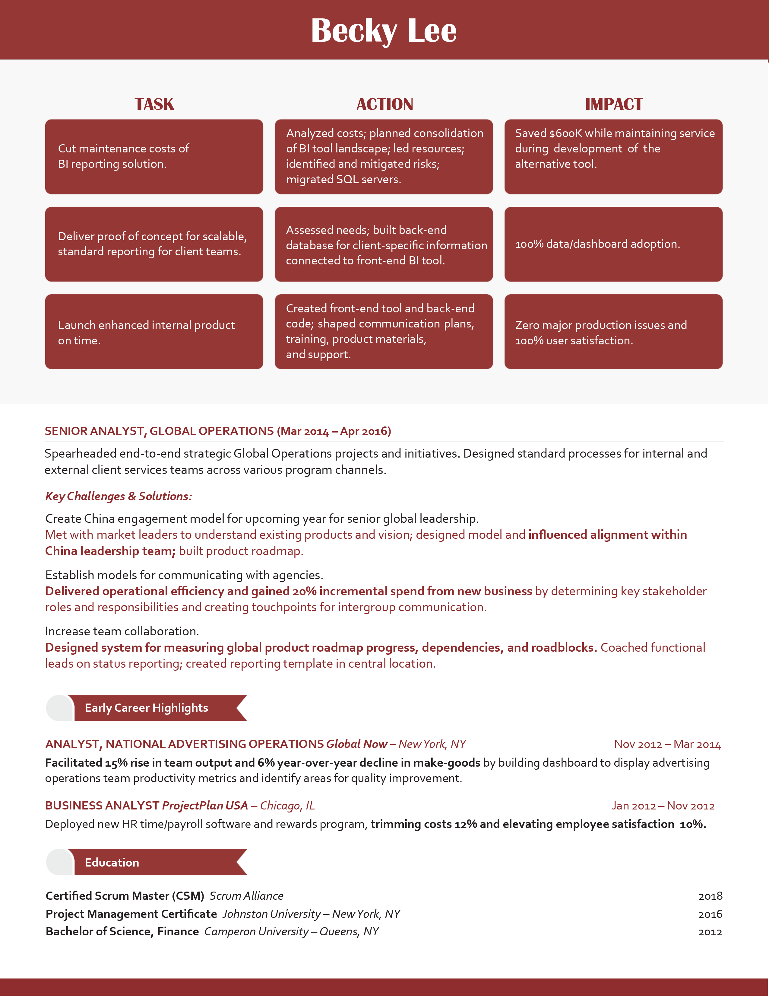 senior project manager resume examples