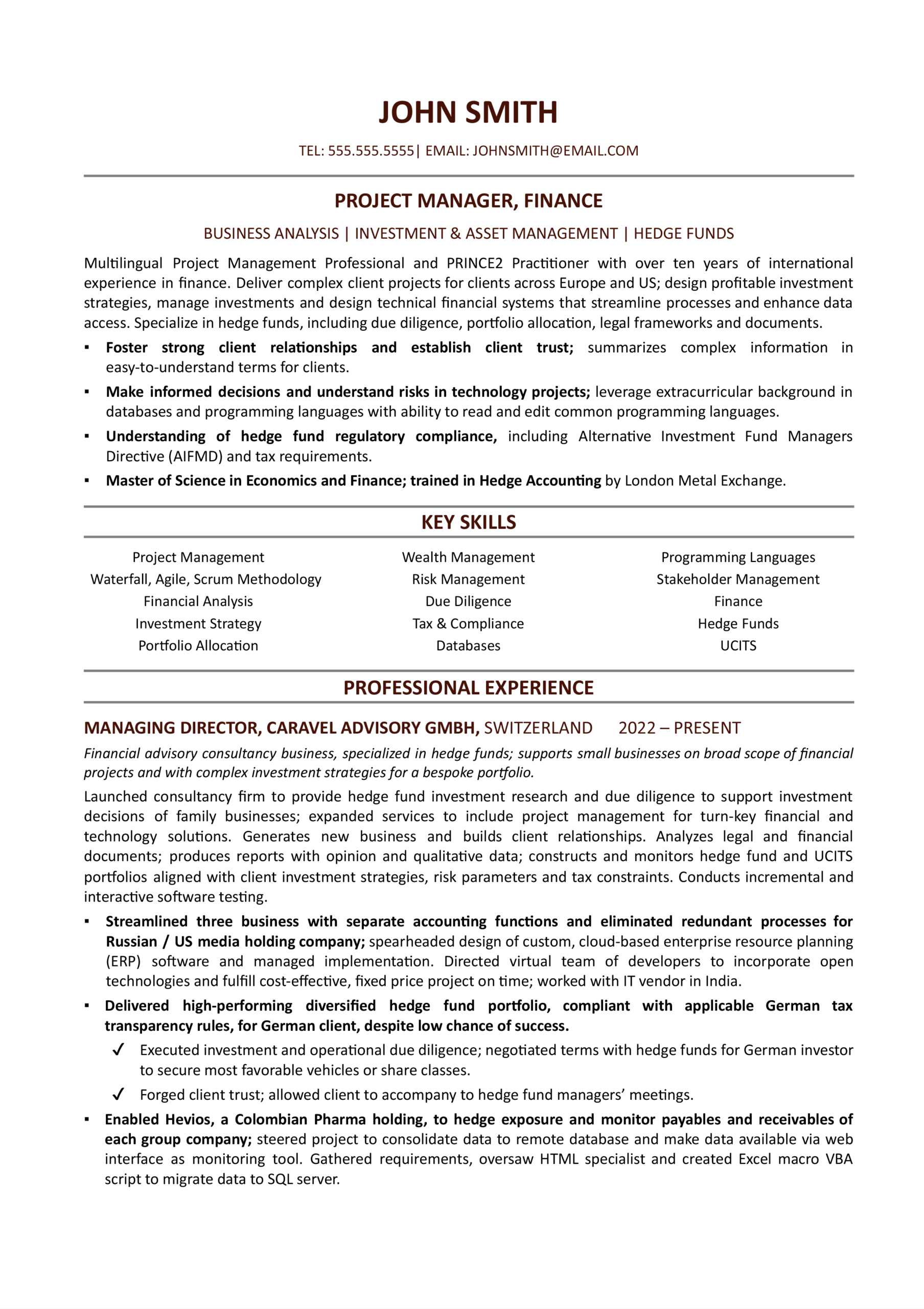 finance project manager resume example 1 scaled finance project manager resume example