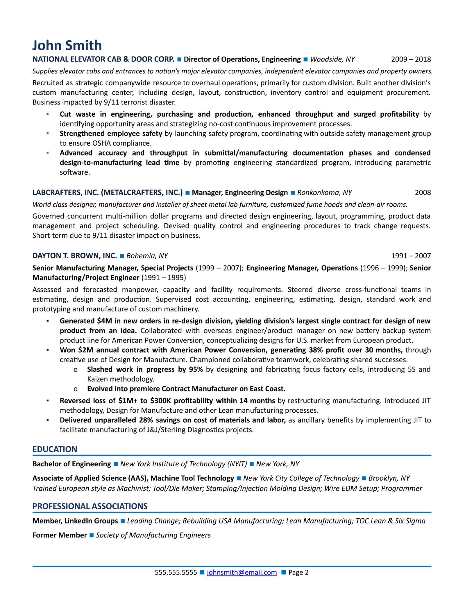 resume for engineering manager