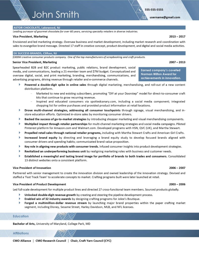 Best Chief Marketing Officer CMO - Chief Marketing Officer Resume Example 2 2 791x1024 