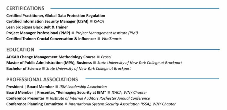 Chief Information Security Officer - Education Section For CISO Resume 768x372 