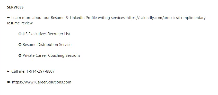 linkedin services section