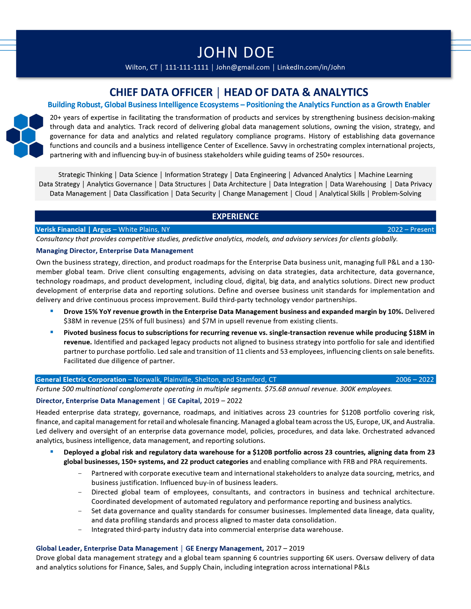 chief data officer resume