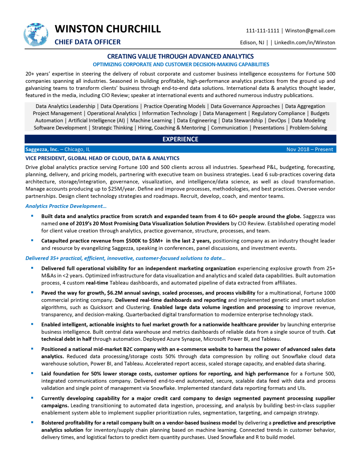 2025 Chief Data Officer (CDO) Resume Examples [+Guide]