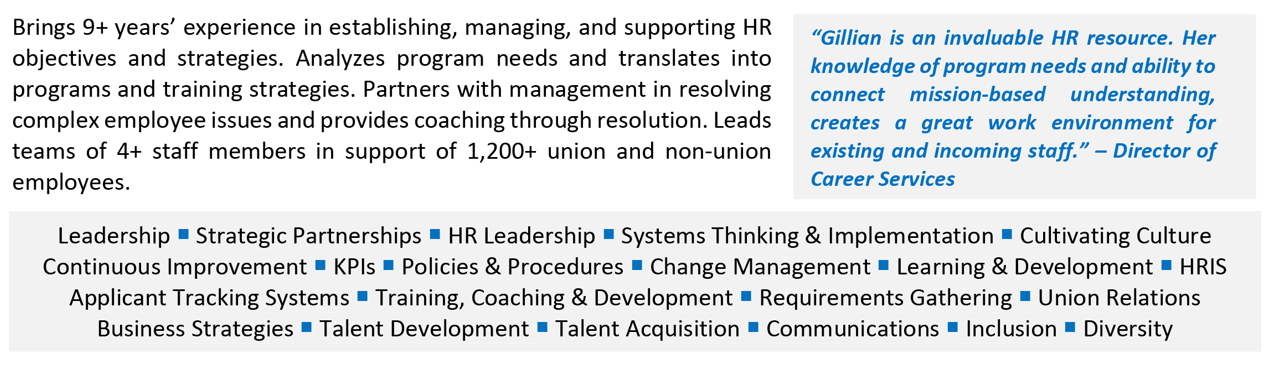 Summary Section for HR Director Resume