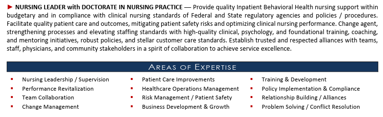 Summary Section for Nursing Director Resume