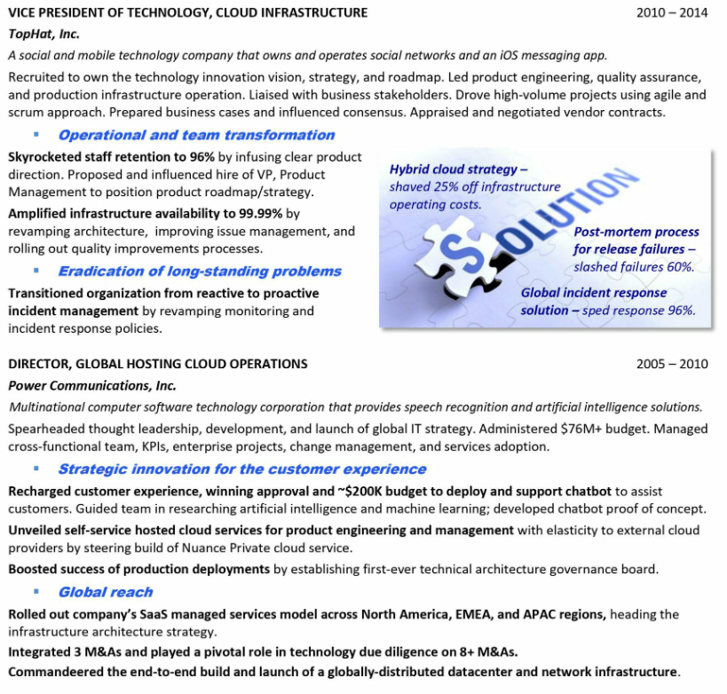 experience section for chief technology officer resume 1 experience section for chief technology officer resume